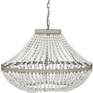 👉 Kroonluchter wit One Size Ovale Hanglamp 90 x 31 74 cm Kralen 8720014014665