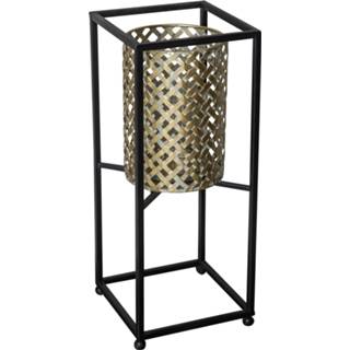 👉 Lantaarn zwarte metalen One Size zwart Brandon vierkant maat in cm: 15 x 37 Goud 8720014343543
