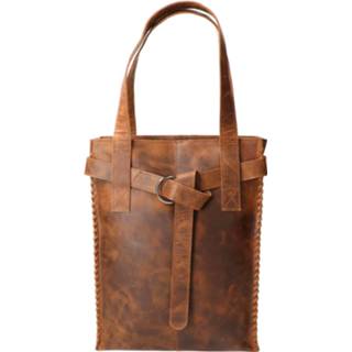 👉 Leer leather vrouwen volwassenen ritssluiting shopper nederlands bruin Revival by Design Braided Hunter 8720039634954