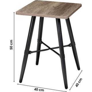 👉 Kruk zwart metaal MDF One Size bruin Vierkant Krukje – Plantenkrukje Bijzetkrukje Stoer Design Industrieel Ontwerp Naturel 50x40x40cm 8720359707574