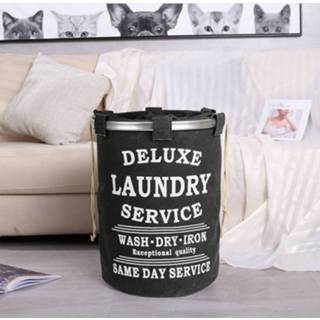 👉 Wasmand zwart Decopatent 50L - Rond Tekst Deluxe Laundry Service -> Same Day Service- Badkamer afsluitbaar Waszak 90165163726