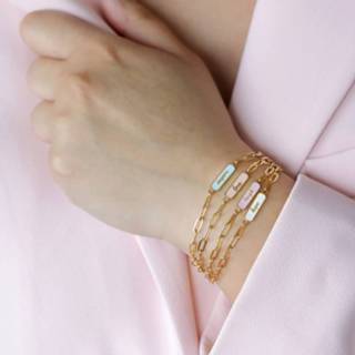 👉 Armband roze emaille staal goud Stalen goldplated love 8719802238963