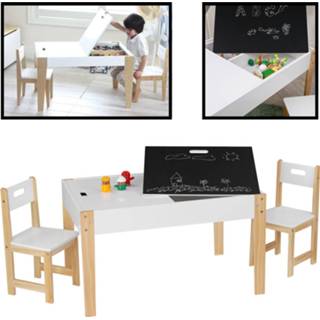 👉 Kindertafel hout One Size wit kinderen met stoeltjes van - 1 tafel en 2 stoelen voor veel opbergruimte Kleurtafel / speeltafel knutseltafel tekentafel krijt zitgroep set Decopatent® 90165158135