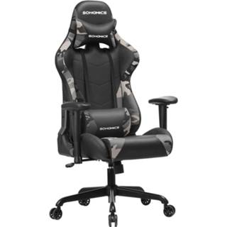 👉 Gamestoel grijze nylon zwart Songmics Gaming Chair 150 Kg, Bureaustoel, Bureaustoel Met Lendenkussen - Grijze/camo 8718692135789