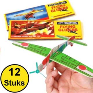 👉 Vliegtuig foam One Size meerkleurig Decopatent® - 12 Stuks Vliegtuigen Uitdeelcadeautjes Fighter Gliders Zweefvliegtuigen Mix soorten 90165152430