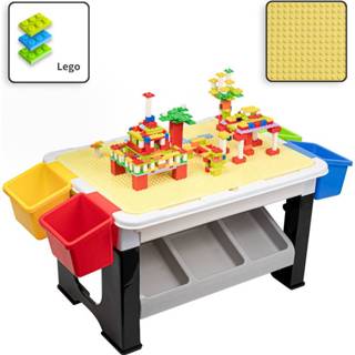 👉 Speeltafel One Size meerkleurig kinderen Decopatent® - met bouwplaat (geschikt voor Lego® blokken) en vlakke kant. Kindertafel 7 Opbergbakken Bouwtafel 90165152188