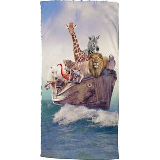 👉 Strandlaken blauw velours polyester One Size Good Morning Noah junior 75 x 150 cm 8717285188201