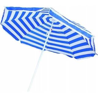 Parasol blauw wit One Size Blauw/wit gestreepte strand/camping 165 cm - Verstelbare parasols/zonwering/zonbescherming Stokparasol Strandparasols 8718026582791