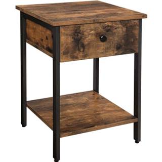 👉 Nachtkastje metaal bruin One Size zwart Nancy's Glendale Industrieel - Bijzettafel Nachtkastjes 2 planken Bruin/Zwart/Greige 40 x 55 cm 6013855925934