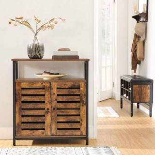 👉 Opbergkast spaanplaat One Size zwart IBella Living - Industriële Commode Dressoir Boekenkast 7424913243270