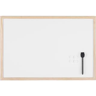 👉 White board houten One Size wit Whiteboard Supplies4U - 60x40 cm Frame Magnetisch 8720387488155