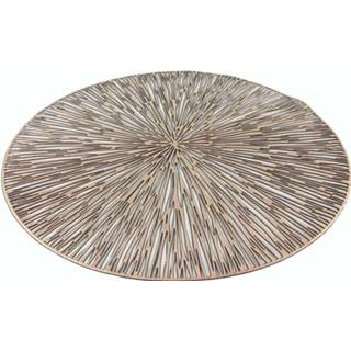 👉 Placemat goud kunststof One Size 6x stuks rRonde placemats geponst 38 cm - Tafeldecoratie Borden onderleggers van 8720276934398