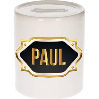 👉 Spaarpot gouden One Size meerkleurig Paul naam cadeau met embleem - kado verjaardag/ vaderdag/ pensioen/ geslaagd/ bedankt 8720276925112