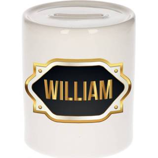 👉 Spaarpot gouden One Size meerkleurig William naam cadeau met embleem - kado verjaardag/ vaderdag/ pensioen/ geslaagd/ bedankt 8720276926584