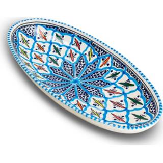 👉 Schaal turkoois blauw aardewerk multikleur Dishes & Deco Ovale Turquoise Blue Fine 30 Cm 8719244402168