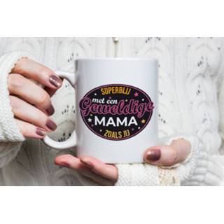 👉 Beker wit One Size meerkleurig Superblij met mama mok / - cadeau Moederdag verjaardag 8720576026670