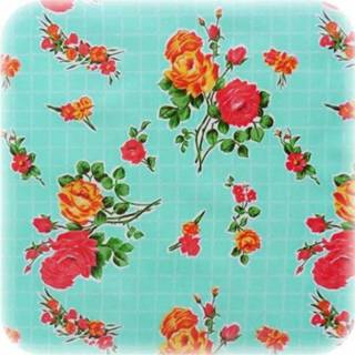 👉 Tafelkleed tgroen One Size meerkleurig Buiten tafelkleed/tafelzeil mintgroen/rozen 120 x 250 cm rechthoekig - Kitsch Kitchen Tuintafelkleed tafeldecoratie 8720147340501