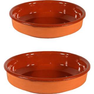 👉 Bord terracotta bruin One Size 2x Tapas borden/ovenschalen set Sevilla 35 en 26 cm - Serveerschalen/ovenschalen bordjes/schaaltjes Tapasschalen 8720276867702