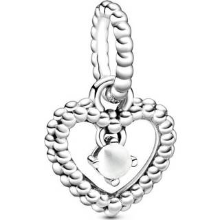 👉 Zilver One Size array Pandora 798854C04 Hartvormige Hangende Kralenbedel melkwit 5700302860887