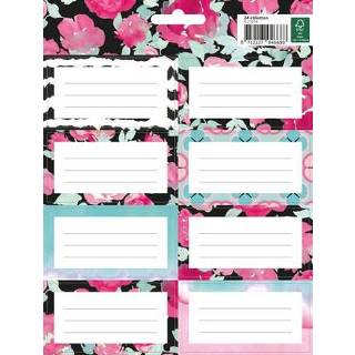 👉 Etiket roze One Size Color-GeenKleur Boeketiket Pink Mint Retro pak 24 etiketten 8712127069212