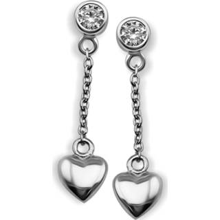 👉 Oorhanger zilver One Size zilverkleurig JWLS4U JE008S Oorhangers Heart 3D