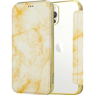 👉 Portemonnee goud ShieldCase Marble Gold iPhone 12 Pro Wallet flip case 8720391677279