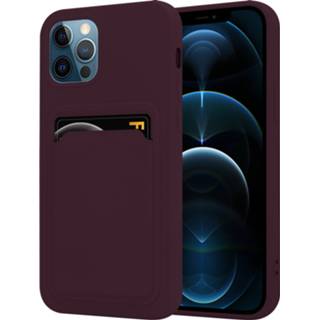 👉 Siliconen hoesje ShieldCase iPhone 12 Pro met pasjeshouder (aubergine) 8720391676654