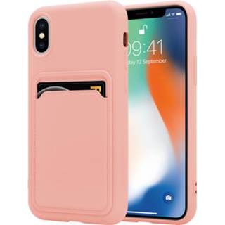 👉 Siliconen hoesje roze X Xs ShieldCase iPhone / met pasjeshouder (roze) 8720391676395