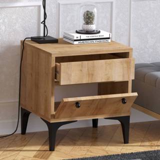 👉 Nachtkastje bruin zwart hout One Size Nancy's Rio Rancho - Scandinavisch Bruin, Gefabriceerd 50 cm x 45 40 6013829121157