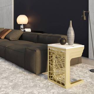 👉 Bijzettafel wit goud hout metaal One Size Nancy's Cartersville - Design Goud, Gefabriceerd Hout, 51 cm x 45,5 6019922629620