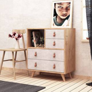 👉 Dressoir bruin grijs hout leer One Size Nancy's Maplewood - Scandinavisch Bruin, Gefabriceerd Hout, 40 cm x 70 88,6 6013819143145
