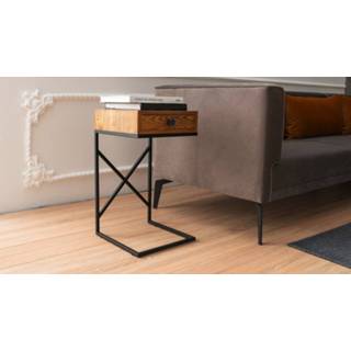 👉 Bijzet tafel metaal vurenhout One Size bruin zwart Nancy's Fruit Cove Bijzettafel - Industrieel Bruin, VurenHout, 35 cm x 62 6013821699630
