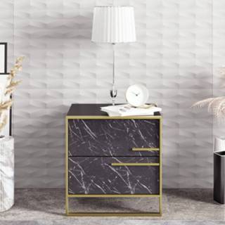 👉 Nachtkastje zwart goud hout metaal One Size Nancy's Temple Terrace - Design Zwart, Gefabriceerd Hout, 38,5 cm x 50 51,8 6013815386300