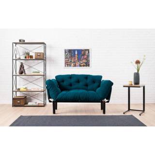 👉 Sofa blauw fluweel polyester metaal One Size Nancy's Palm Harbor Sofa's - Industrieel Fluweel, Polyester, 73 cm x 155 85 6019914397322