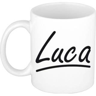 👉 Beker mannen Naam cadeau mok / Luca met sierlijke letters 300 ml