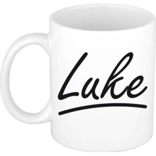 👉 Beker mannen Naam cadeau mok / Luke met sierlijke letters 300 ml