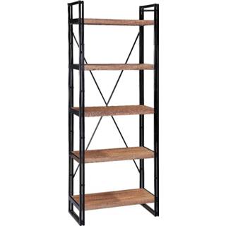 👉 Boekenkast MDF hout IJzer zwart Industrieel Dex Wandmeubel 70x185cm 7141218235747