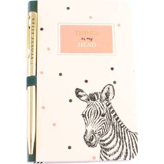 👉 Notitieboek wit Blueprint Collections A6 Yvonne Ellen Zebra Met Pen 5055918635146