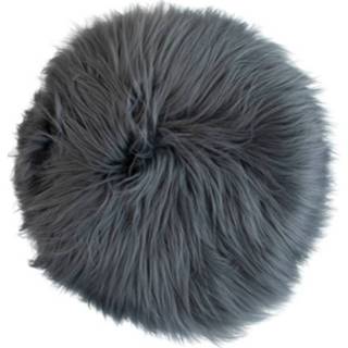 👉 Kruk grijs One Size meerkleurig Back2Nature rond met schapenvacht zitting, donkergrijs 8716522056051