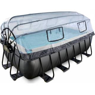👉 Zwembad zwart leather staal Exit Black 400x200x122cm Met Overkapping En Zandfilter- Warmtepomp - 8720088269596