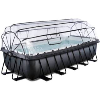 👉 Zwembad zwart leather staal Exit Black 540x250x122cm Met Overkapping En Zandfilter- Warmtepomp - 8720088268001