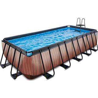 👉 Opzetzwembad bruin male EXIT Wood met zandfilterpomp 540x250x122cm 8720088262184