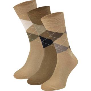 👉 Sokken beige bruin Brown mannen Heren met ruiten motief-Beige 8719534006540