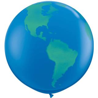 👉 Blauw groen Folat Ballon Planeet Aarde 90 Cm Latex Blauw/groen 2 Stuks 71444281607