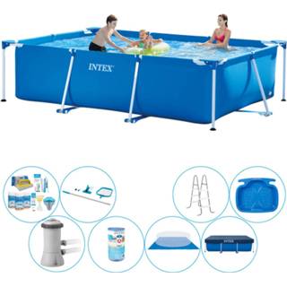 👉 Zwembad PVC blauw Intex Frame Pool Rechthoekig 300x200x75 Cm - Bundel 8720574940480