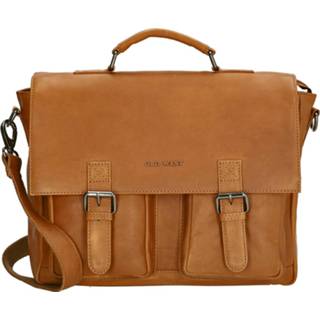 👉 Laptoptas bruin leer leder Old West Houston Leren Aktetas - 15,6 Inch 8717924156813