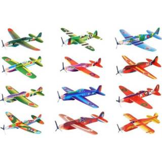 👉 Vliegtuig foam papier multikleur Decopatent® - 12 Stuks Vliegtuigen Uitdeelcadeautjes Fighter 90165152430