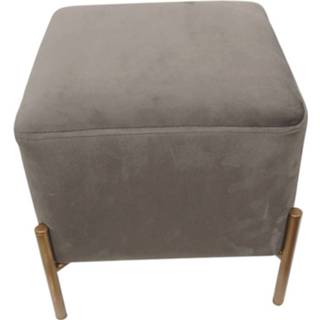 👉 Kruk grijs fluweel goud textiel Gebor - Vierkante Velvet Zitkruk Poef Geschikt Als Bijzettafeltje 8720359707420