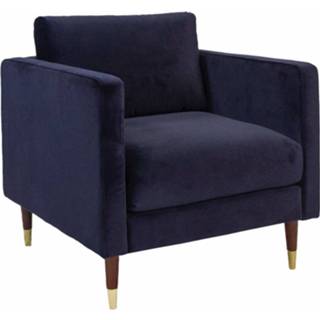 👉 Fauteuil blauw bruine fluweel houten metaal 24designs Balance - Poten 8720289854393