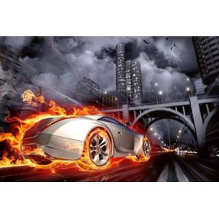 👉 Fotobehang vlies multikleur Dimex Car In Flames 375x250cm 5-banen 8592900113116